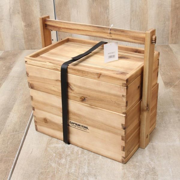 キャプテンスタッグ CAPTAIN STAG 木製おかもち スパイスボックス キャンプ 料理 調理の強い味方 整理整頓できます☆