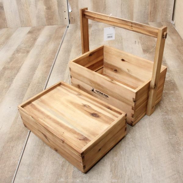 キャプテンスタッグ CAPTAIN STAG 木製おかもち スパイスボックス キャンプ 料理 調理の強い味方 整理整頓できます☆