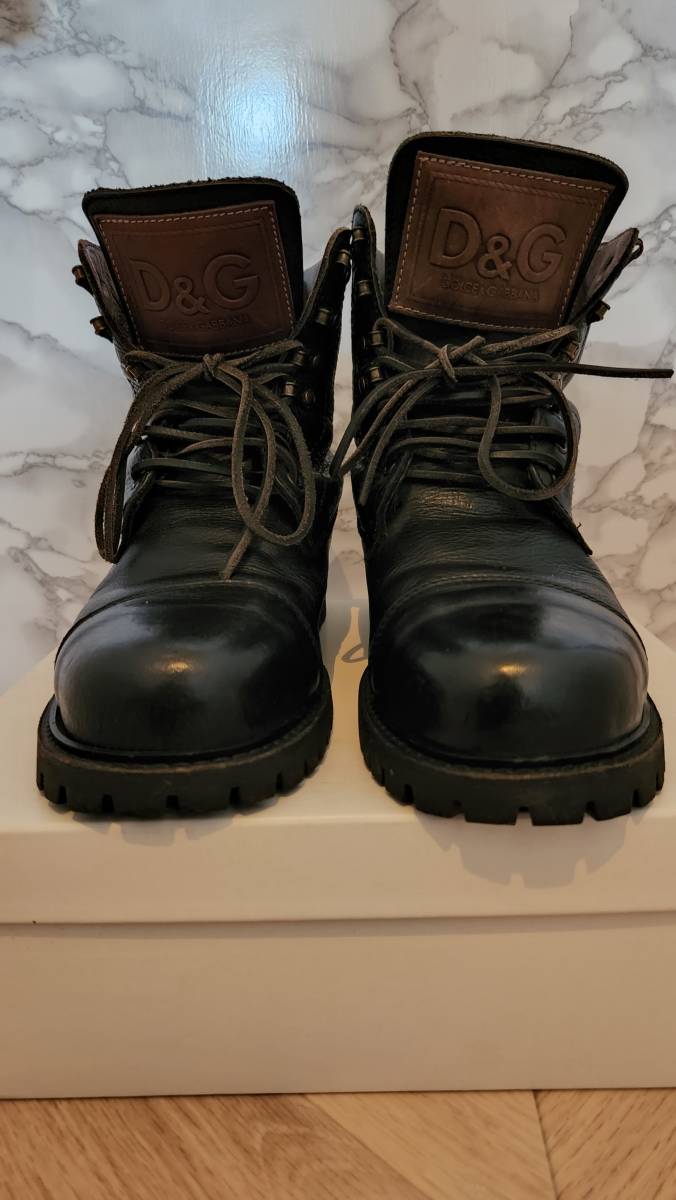 【目立った傷や汚れなし】中古 DOLCE&GABBANA メンズレザーブーツ 40 1/2 D&G safety shoes type の落札