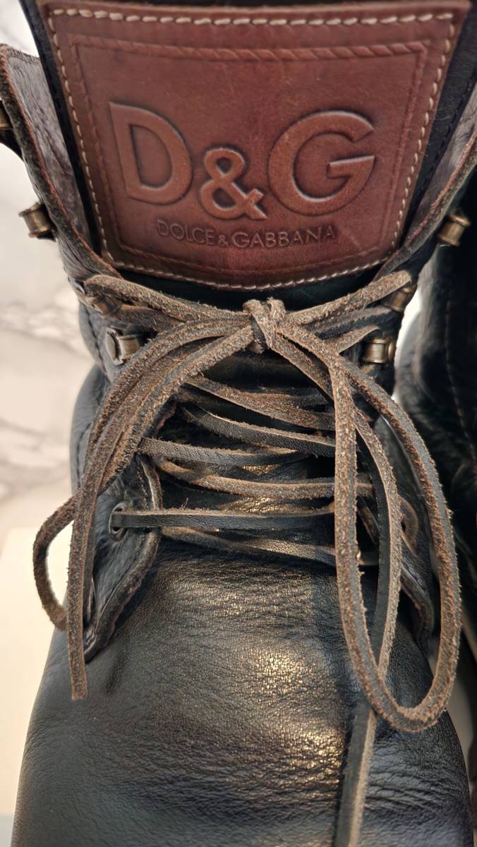【目立った傷や汚れなし】中古 DOLCE&GABBANA メンズレザーブーツ 40 1/2 D&G safety shoes type の落札