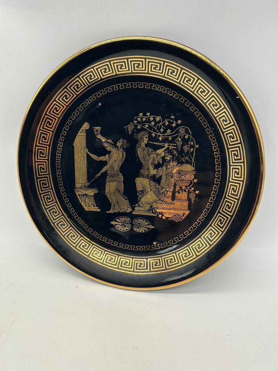 【やや傷や汚れあり】ギリシャ皿 飾り皿 Handmade in Greece in 24k gold インテリア小物 雑貨 飾り 掛け 玄関