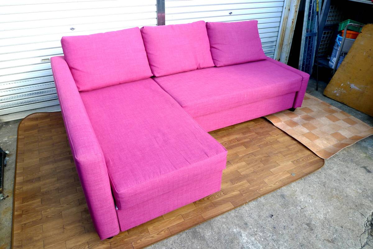 IKEA イケア FRIHETEN コーナーソファベッド 収納付き【ピンク】 の落札情報詳細 ヤフオク落札価格検索 オークフリー