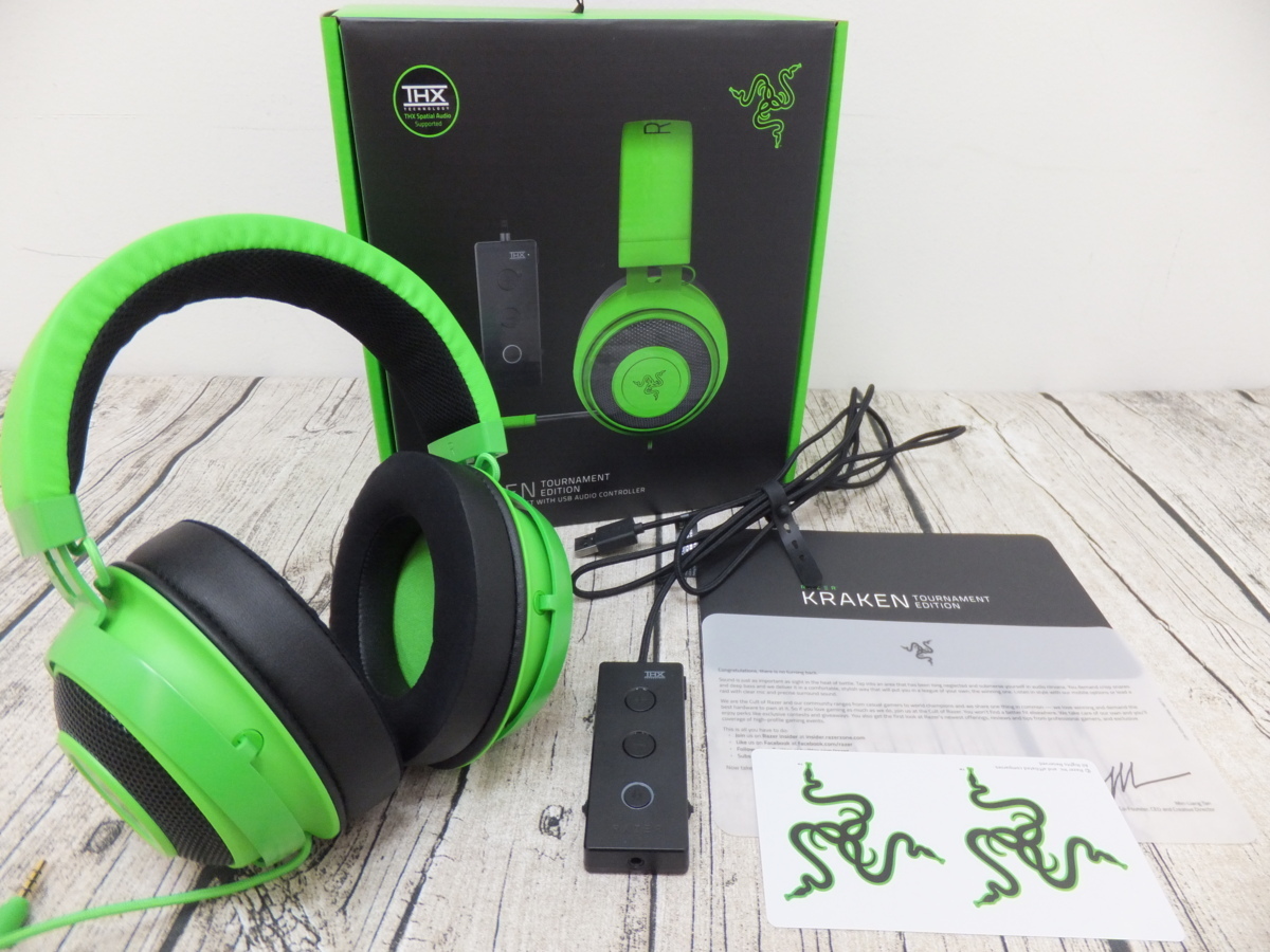 美品! RAZER KRAKEN TOURNAMENT EDITION GREEN ゲーミングヘッドセット USBオーディオコントローラー