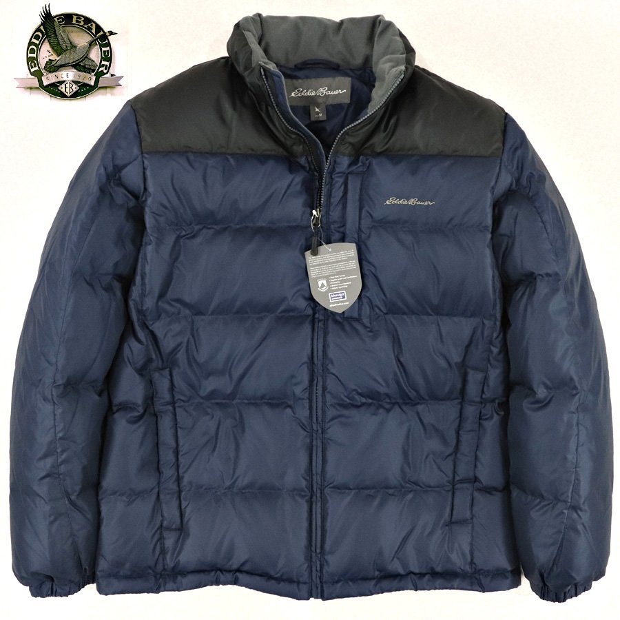 【未使用】新品タグ付き EDDIE BAUER エディー・バウアー 良質！650フィルパワー ダウンジャケット ネイビー 紺 M メンズ