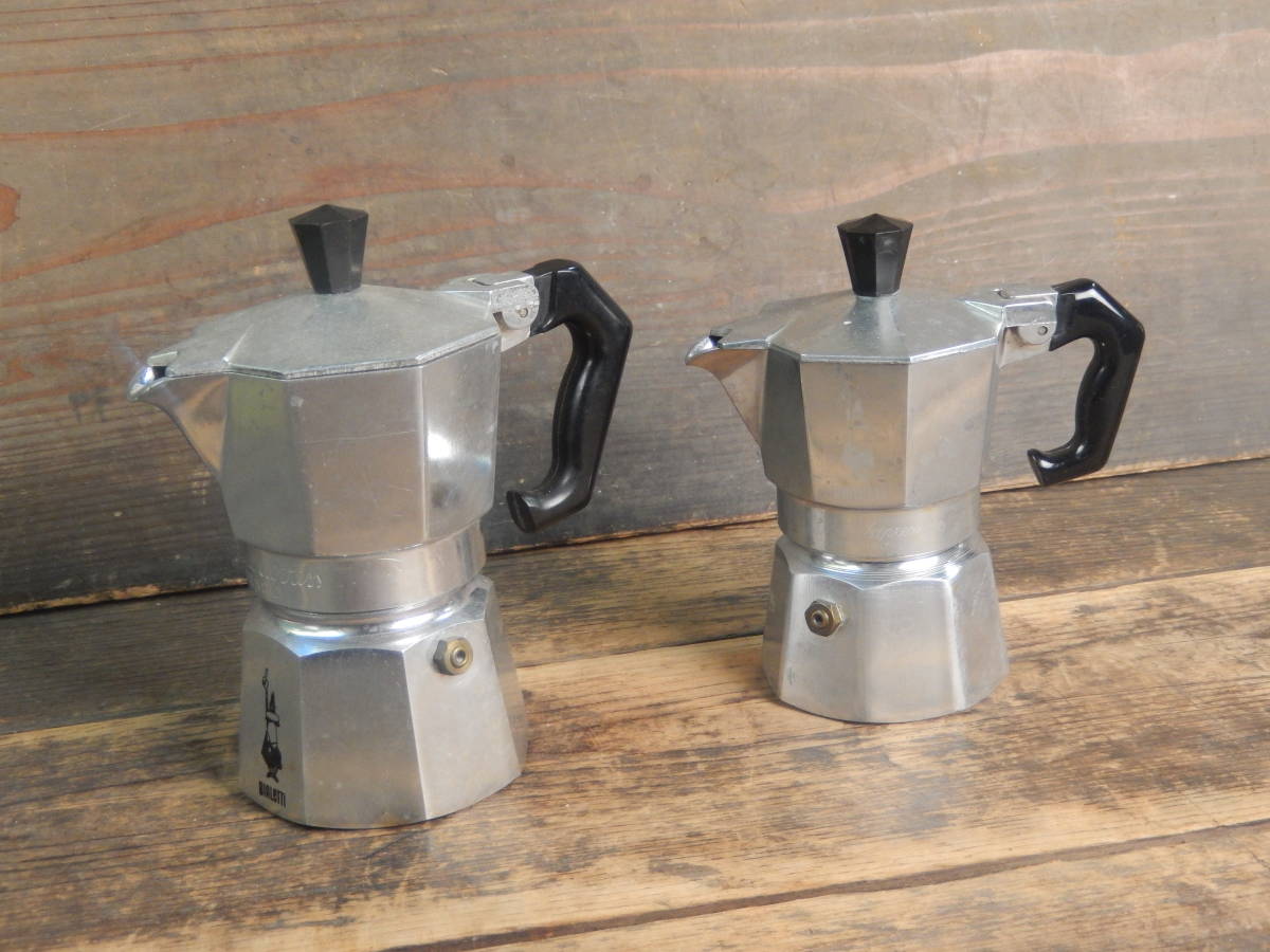 【傷や汚れあり】【OAN】 antiques BIALETTI ビアレッティ made in ITALY モカエクスプレス 2個セット 古道具