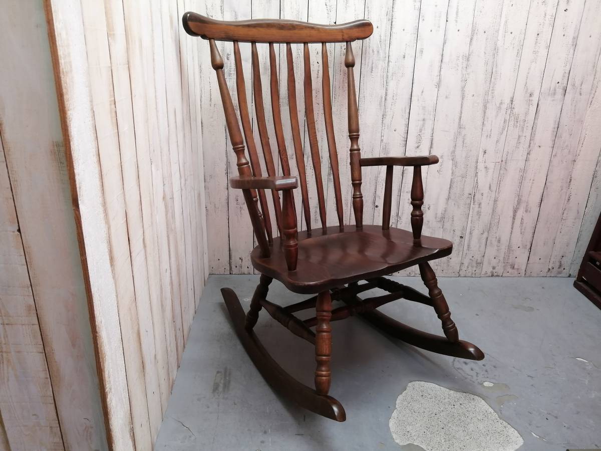 【やや傷や汚れあり】★23062203 ロッキングチェア SHINLEE シンリー 秋田木工 アームチェア ゆらゆら椅子 木製 リビング