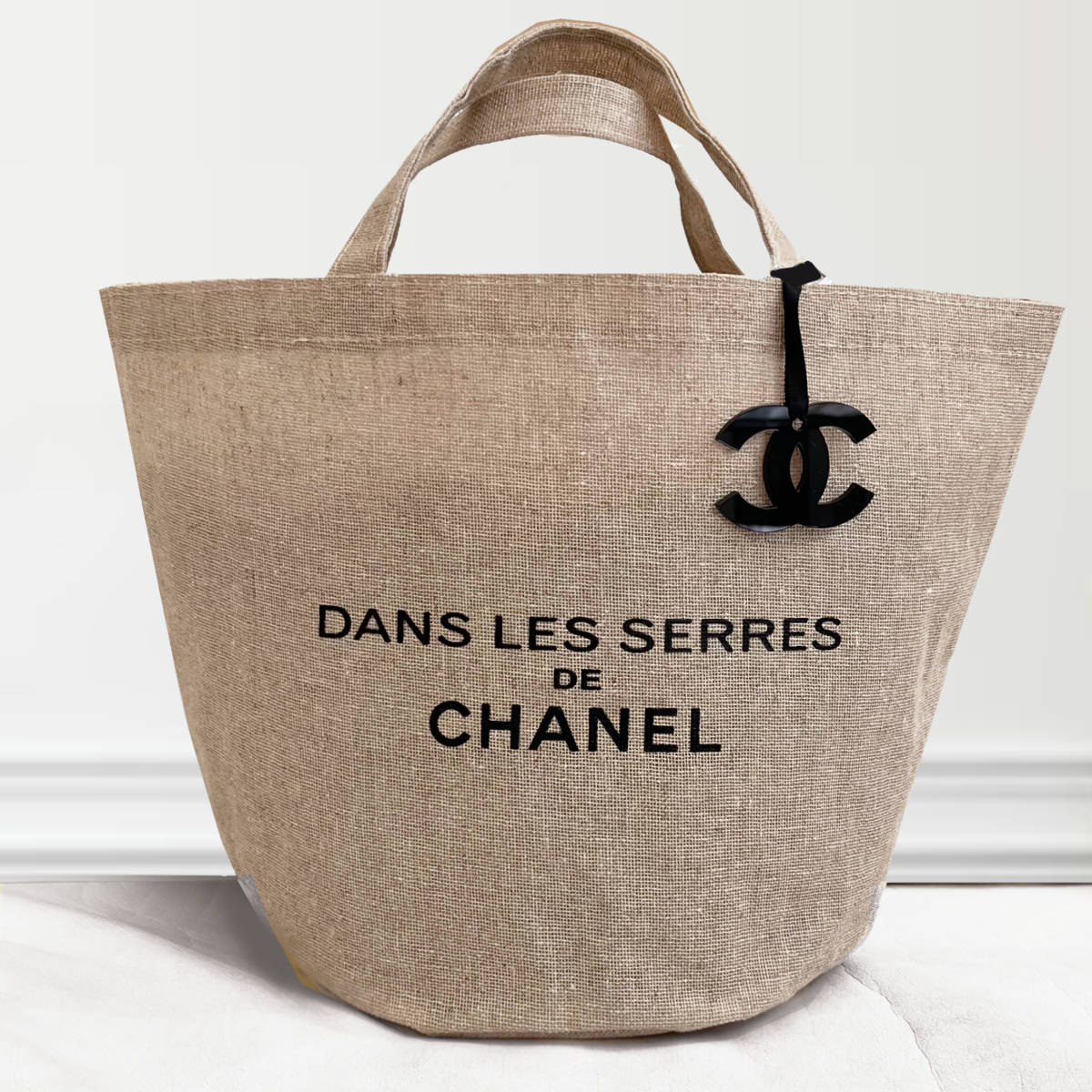 【未使用】新品 未使用 シャネル CHANEL バッグ エコバッグ リネン ロゴチャーム ブランド ノベルティ トートバッグ ビーチバッグ