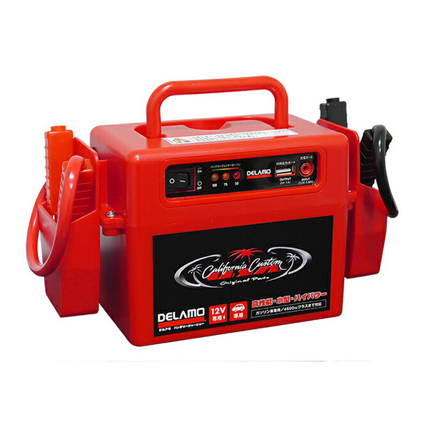 【未使用】DELAMO 12V車用 ジャンプスターター 高出力 500A 過充電防止 USBポート エンジンスターター バッテリーブースター