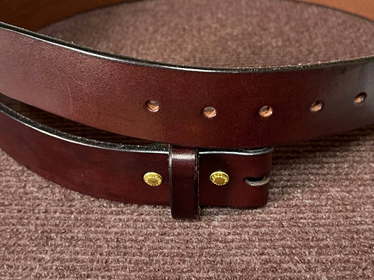 【目立った傷や汚れなし】FUNNY ハーネス ベルト サドルレザー ミディアムブラウン 手染め HAND DYED 32インチ 80cm 革