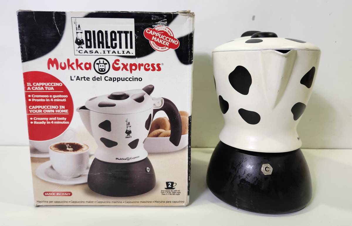 【やや傷や汚れあり】 BIALETTI Mucca Express ビアレッティ 直火式 2カップ ムッカエクスプレス カプチーノ カフェラテ