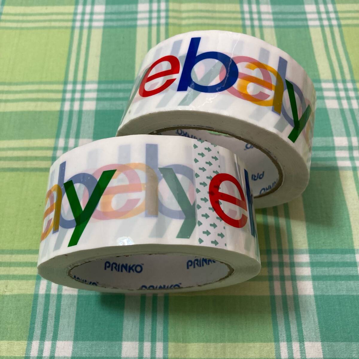 【未使用】《2ロール》ebay オフィシャル ロゴ入り 梱包用 テープ マルチカラー 防水 新品 イーベイ USA製 アメリカ 雑貨