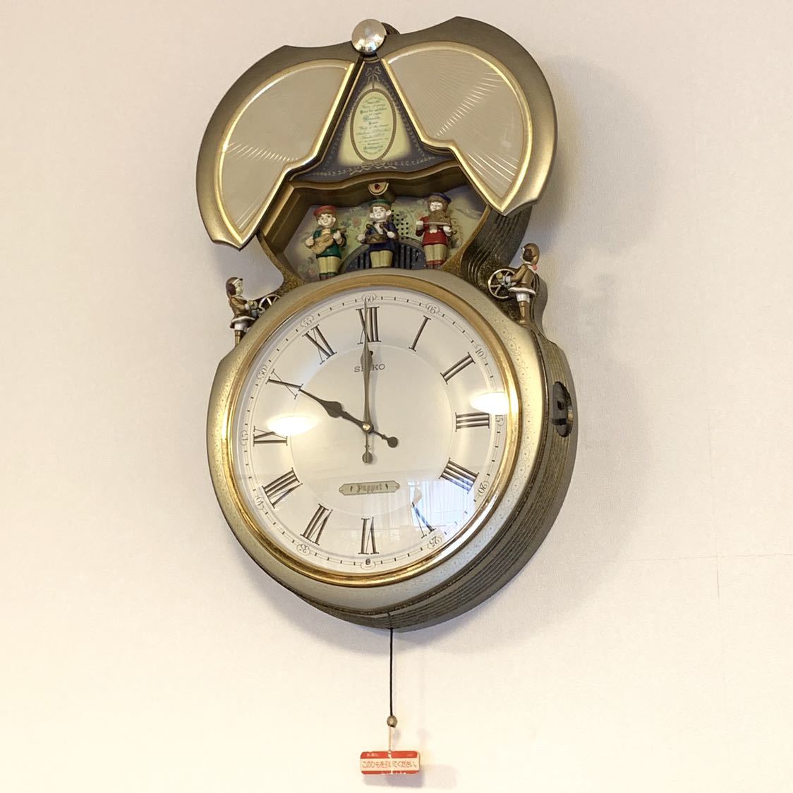 【完動品】からくり時計 SEIKO Puppet RE515B 高音質FM音源メロディ12曲入り セイコーパペット ファンタジア 高級掛時計
