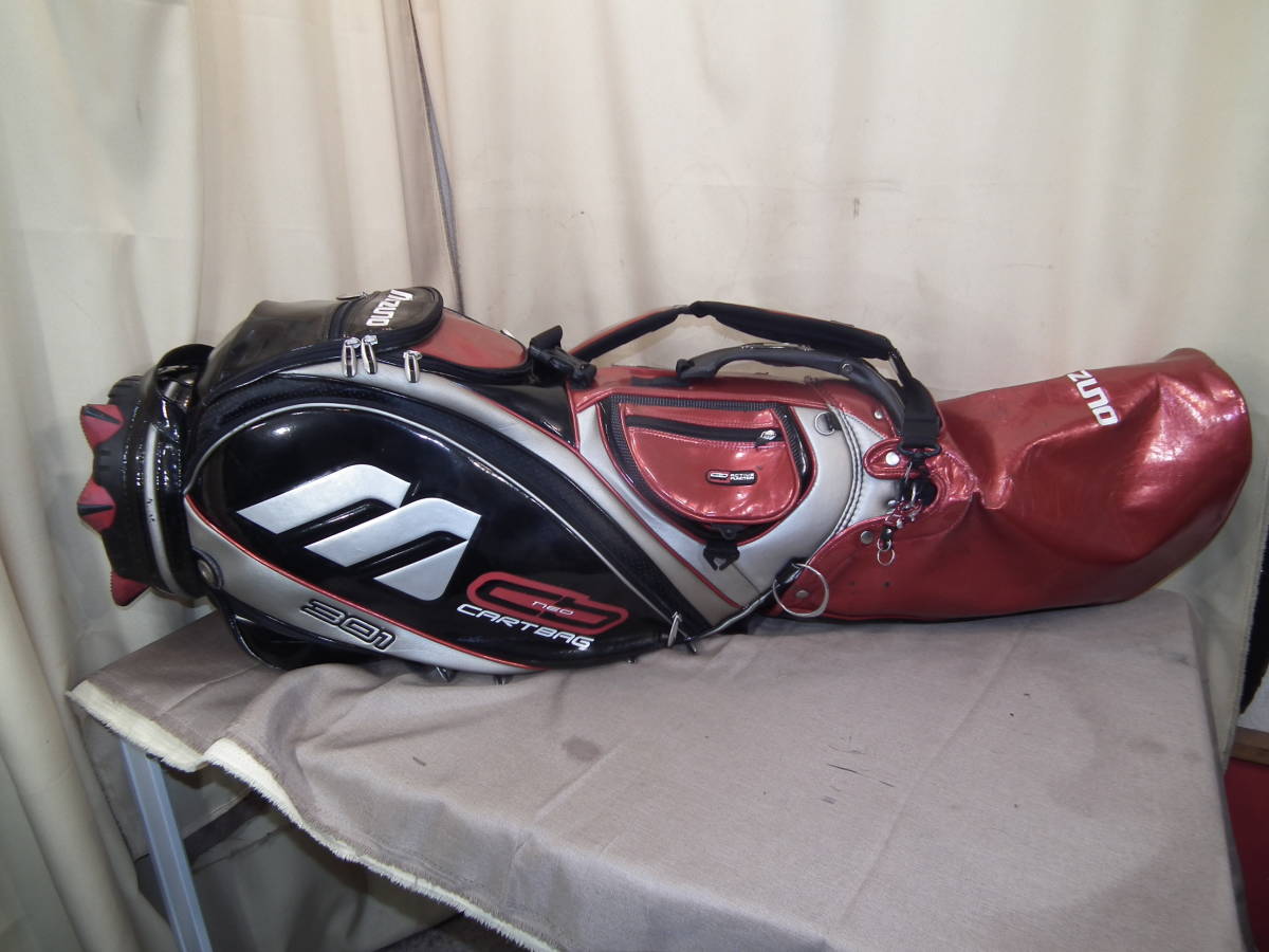 【傷や汚れあり】ゴルフキャリーバッグ キャリーケース Mizuno ミズノ CART BAG 301 キャディバッグ レッドゴルフ用品 傷