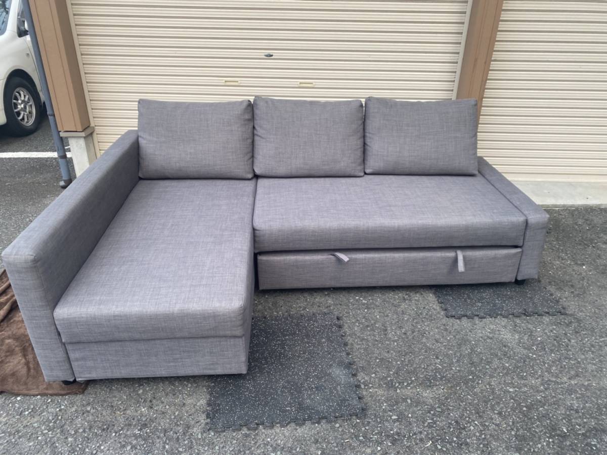【目立った傷や汚れなし】IKEA イケア カウチソファ FRIHETEN フリーヘーテン コーナーソファベッド 収納付き Z0の落札情報詳細