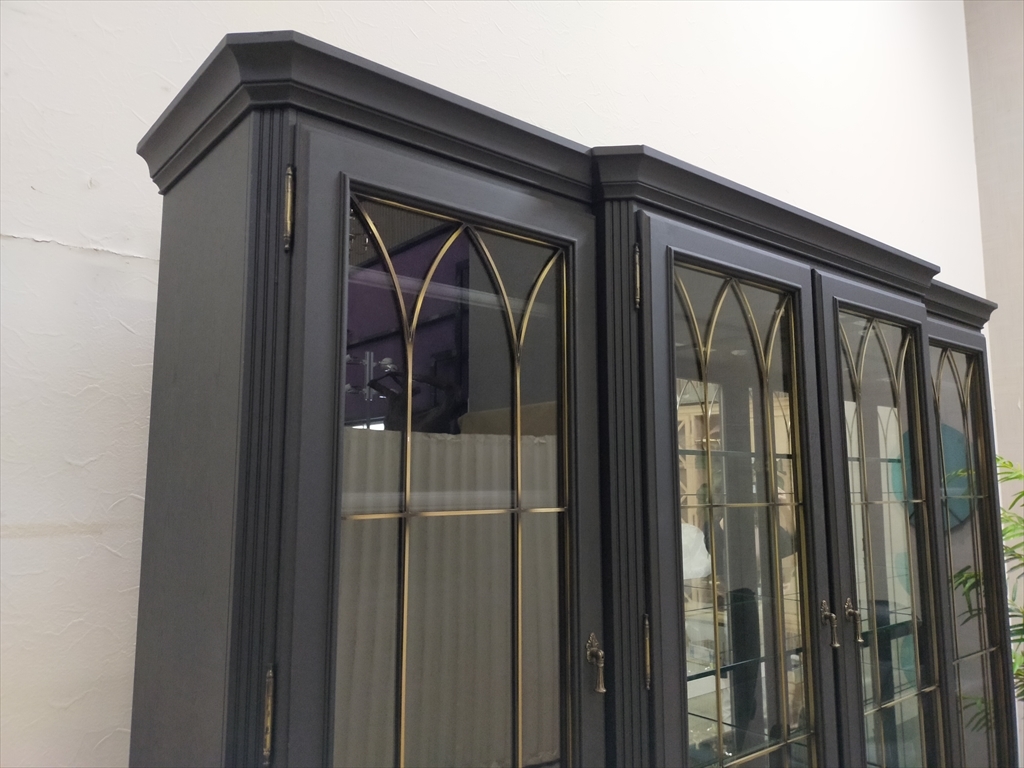 【目立った傷や汚れなし】艶消チャコールグレー domani 最高級飾り棚 約150万円 美品 カリモク クイーンズライフ 照明付 ドマーニ