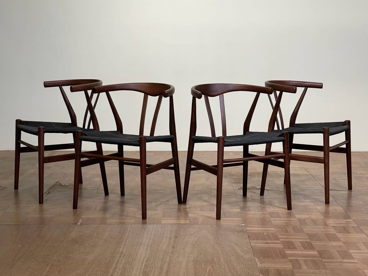 【未使用に近い】td953｜CH24 ビーチ無垢材 Yダイニングチェア Reborn/リボーン 4脚セット｜ACTUS アクタス Hans