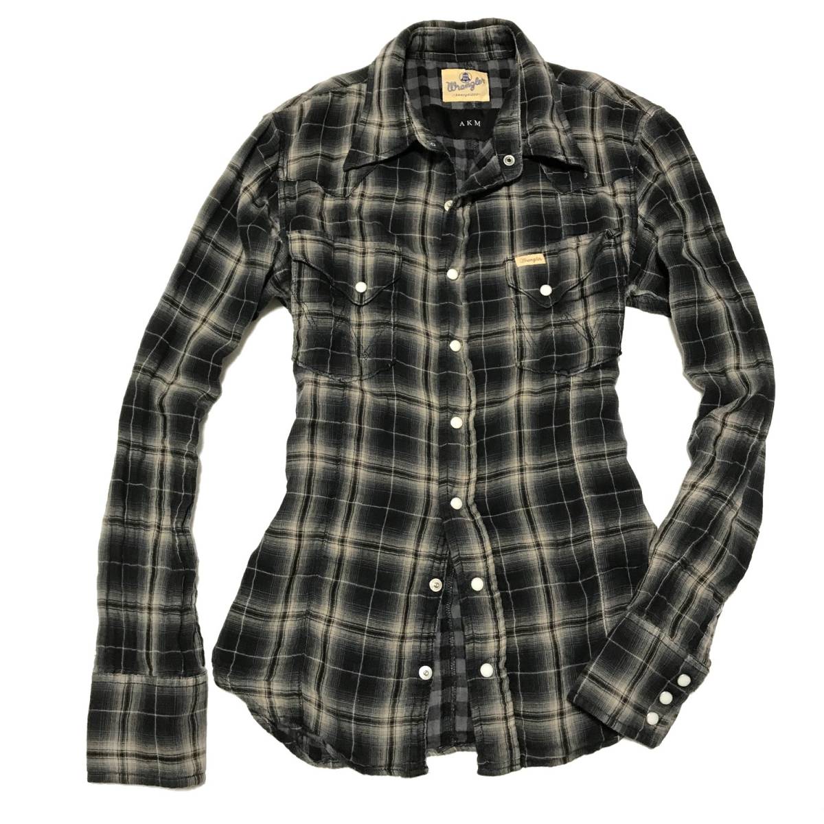 名作 AKM×Wrangler SNAP WESTERN GAZE COTTON CHECK SHIRT M AKM×ラングラー スナップ