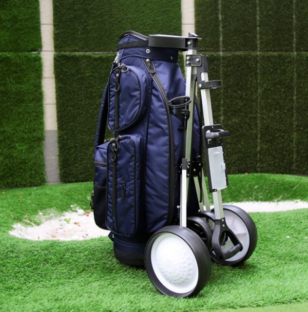 【新品】ゴルフバッグ用トロリー キャリーカート 折りたたみ式 軽量 ハンドキャリーカート 超コンパクト 耐荷 ゴルフ場多用途カート 4輪付きの