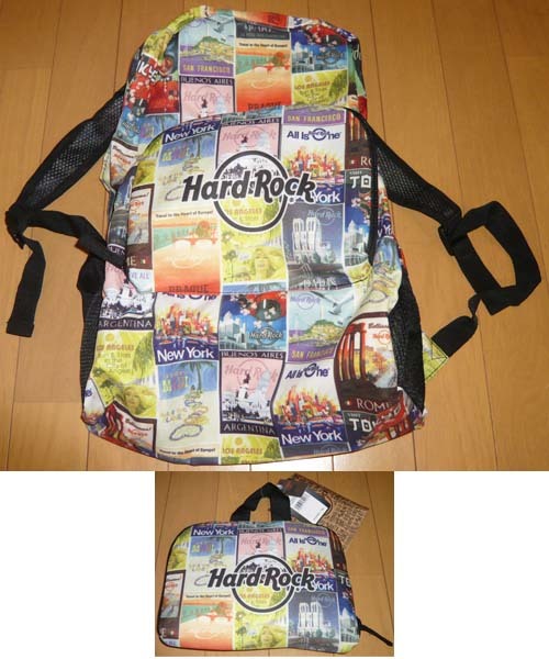 【未使用】☆HARD ROCK CAFE 折りたたみリュック Backpackバックパック【新品・タグ付】ヴィンテージ☆ハードロックカフェ☆