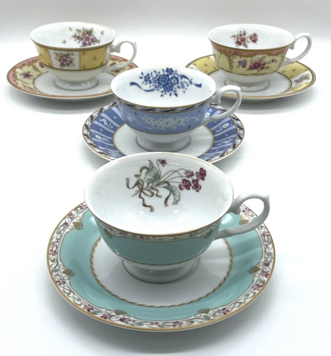 【やや傷や汚れあり】【た1074】NARUMI FINE CHINA カップ&ソーサー 4客セット 日本製 中古品 ナルミ ファイン