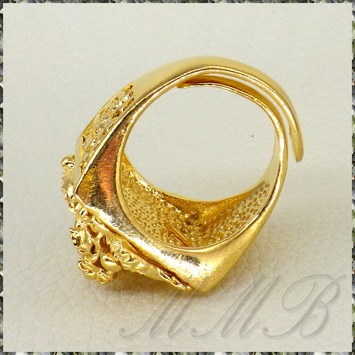【未使用】[RING] 24K Gold Filled Engraving 3D Dragon 立体 彫刻 青龍 昇竜 ドラゴン ワイド
