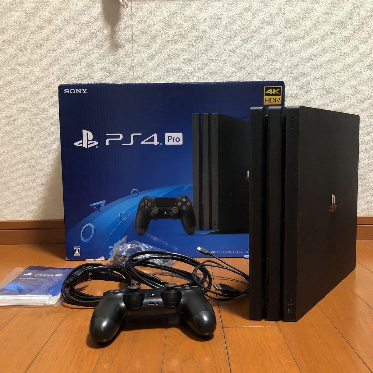 【目立った傷や汚れなし】☆美品 SONY PlayStation 4 Pro SSD換装 ジェットブラック 完動品 初期化済 プレイ
