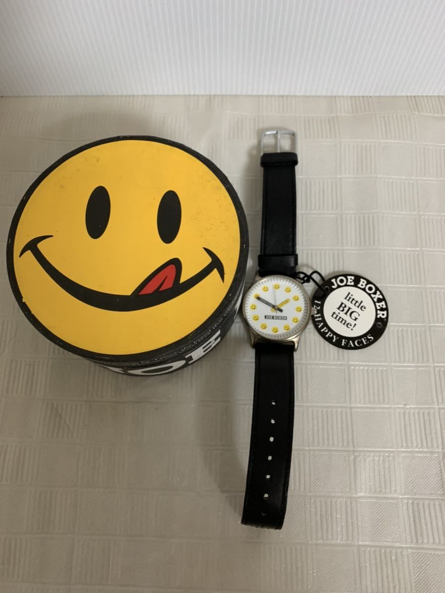 【傷や汚れあり】Joe Boxer 12HAPPY FACE/ジョーボクサースマイリーフェイス腕時計/現在動作不動/ベルト歪み等/部品取り用