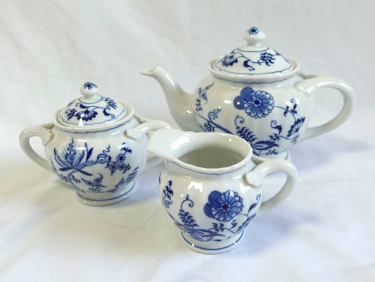 【目立った傷や汚れなし】福祉バザー Blue Danube/ブルーダニューブ ティーポット/シュガーポット/ミルクピッチャーの落札情報詳細