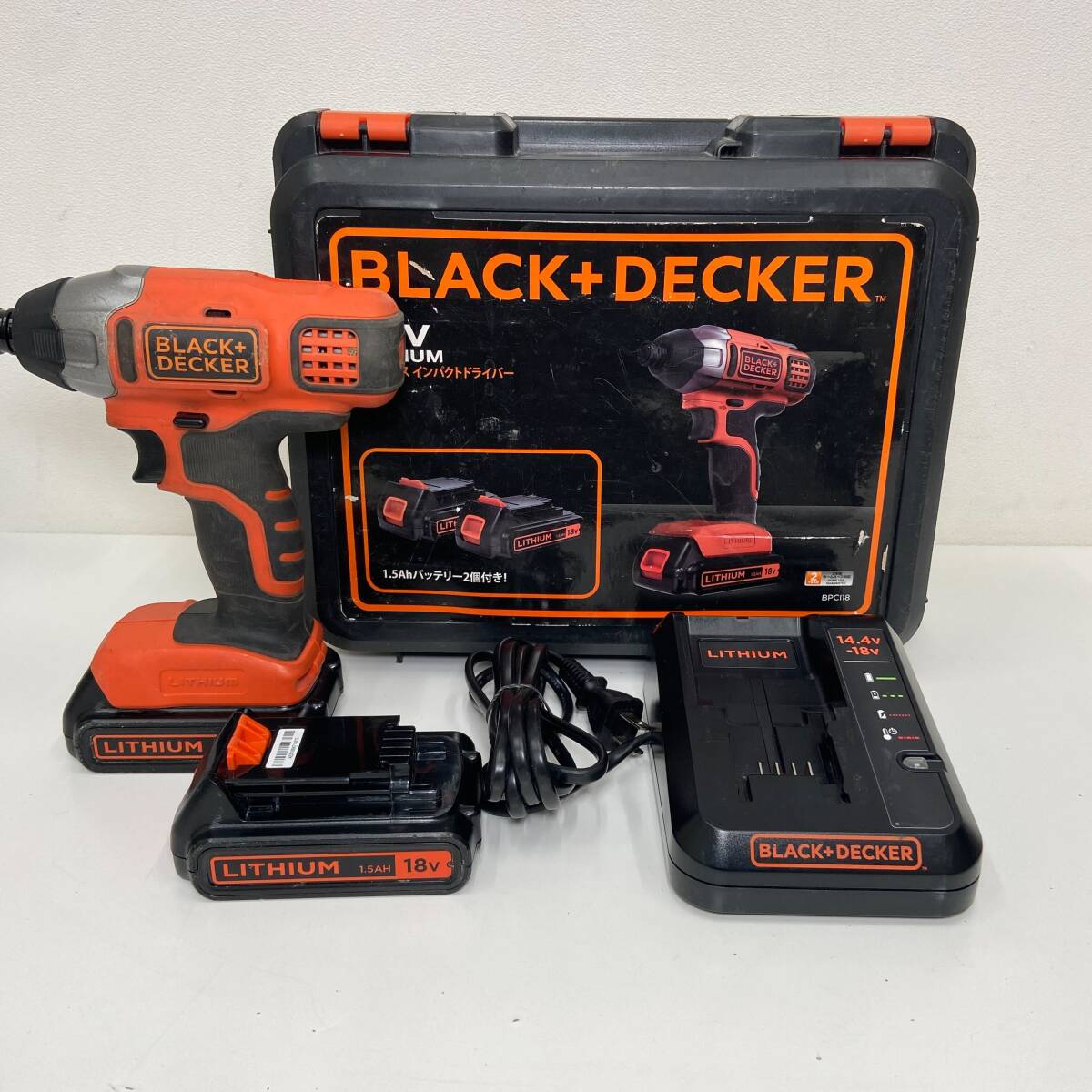 【傷や汚れあり】☆動作OK☆ BLACK+DECKER ブラックアンドデッカー 18V コードレスインパクトドライバ BPCI18 バッテリー