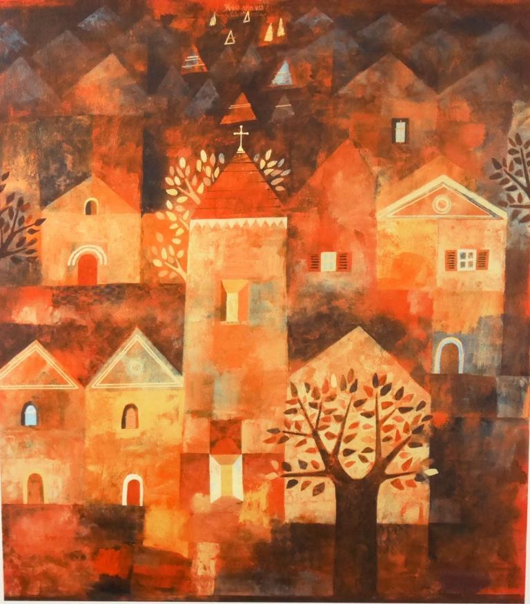 【目立った傷や汚れなし】テイラー『Italian Hills イタリアンヒルズ』 シルクスクリーン 直筆サイン有 幻想的世界観！額装の落札情報