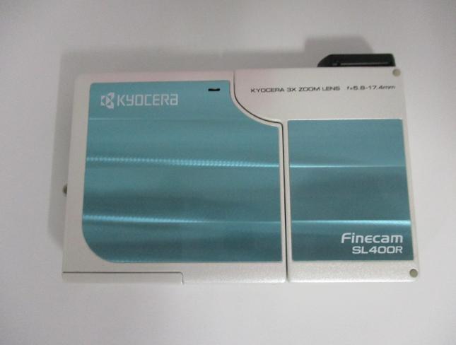 【傷や汚れあり】☆ 京セラ Finecam SL400R Kyocera ファインカム コンパクトデジタルカメラ パールブルー 回転レンズ