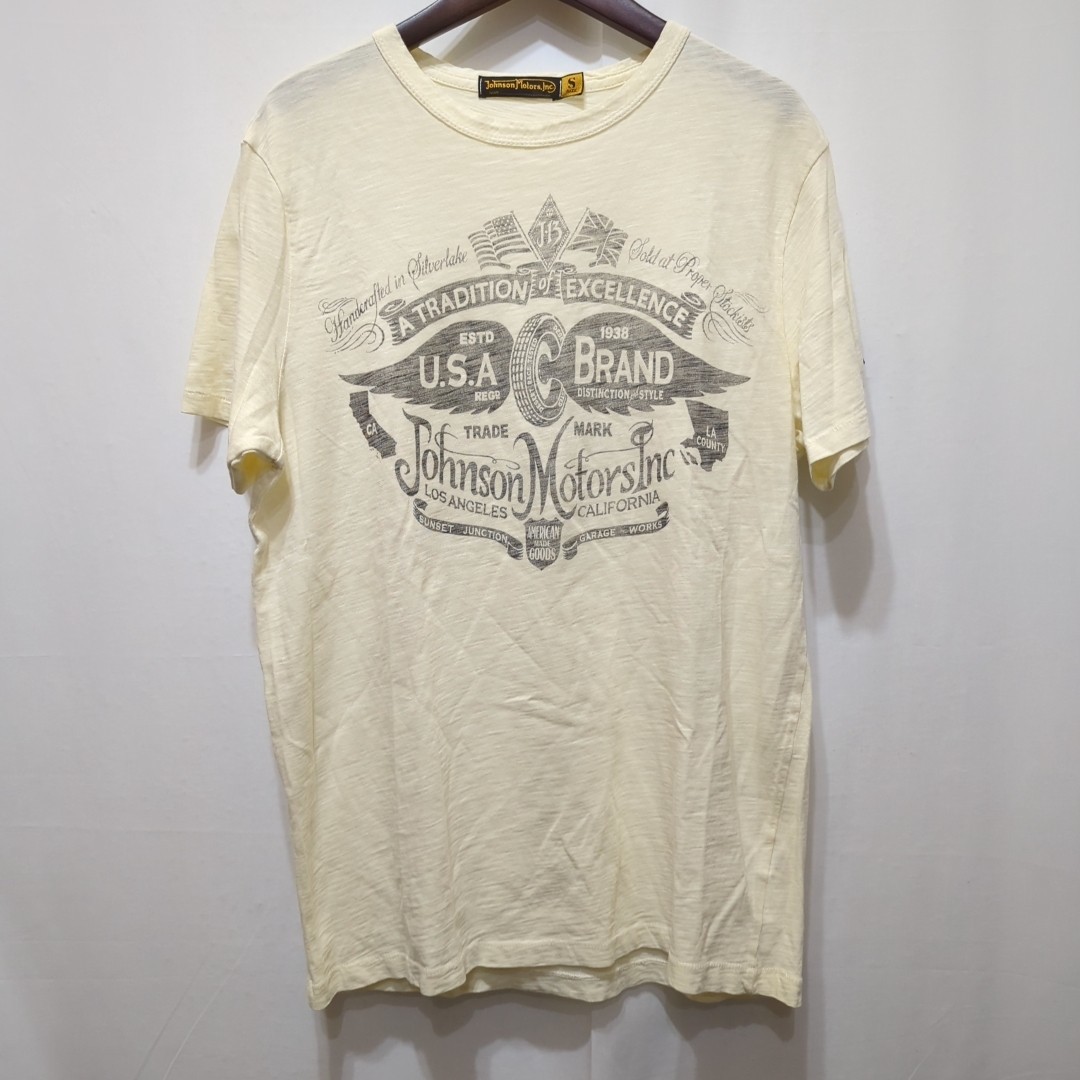 【やや傷や汚れあり】【送料370円】ジョンソンモータース Johnson Motors プリント Tシャツ メンズS スティーブマックイーン