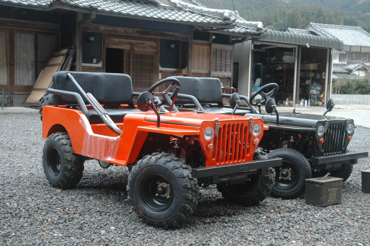 【新品】★★組み立て式ミニジープキット★★オレンジ色＋スペアボデー付軽トラなどで運べます。ATV,miniJEEP,バギー 自分で組み立てて