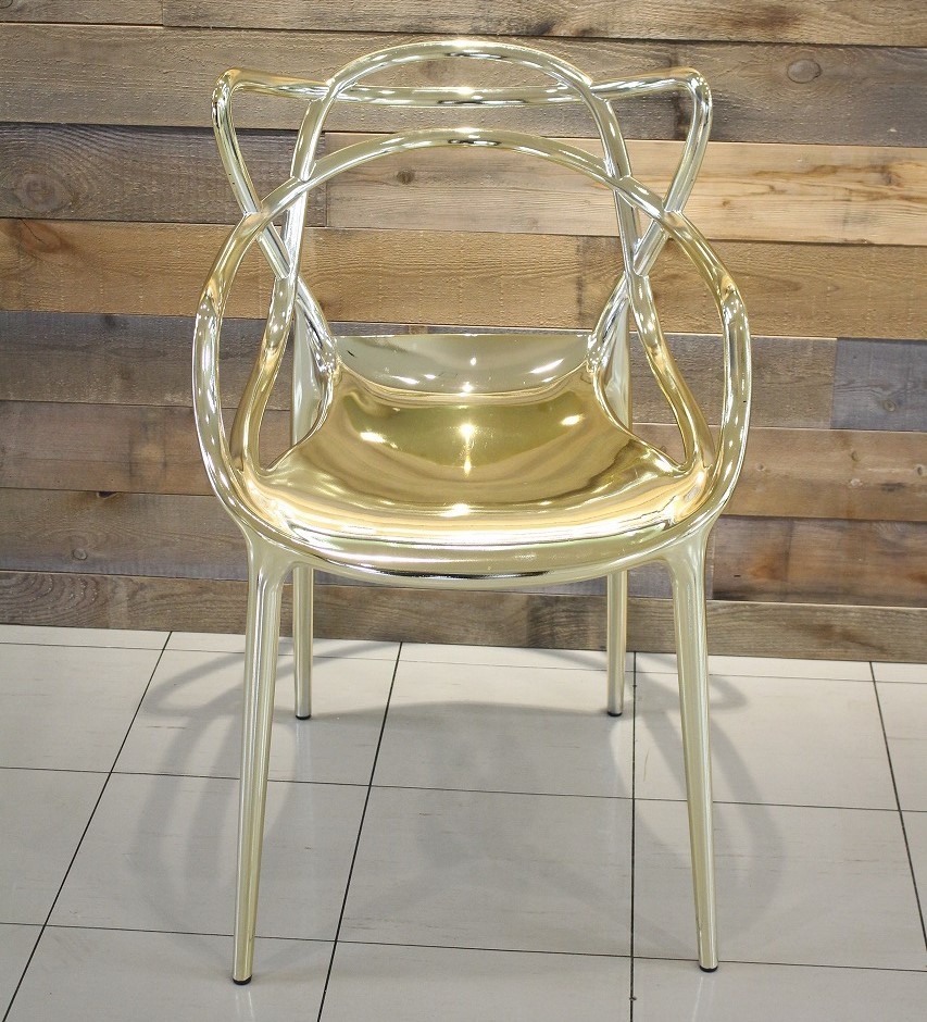 【やや傷や汚れあり】【行董】Kartell カルテル MASTERS マスターズ S＋ARCK ゴールド ハイスツール デザイナーズチェア