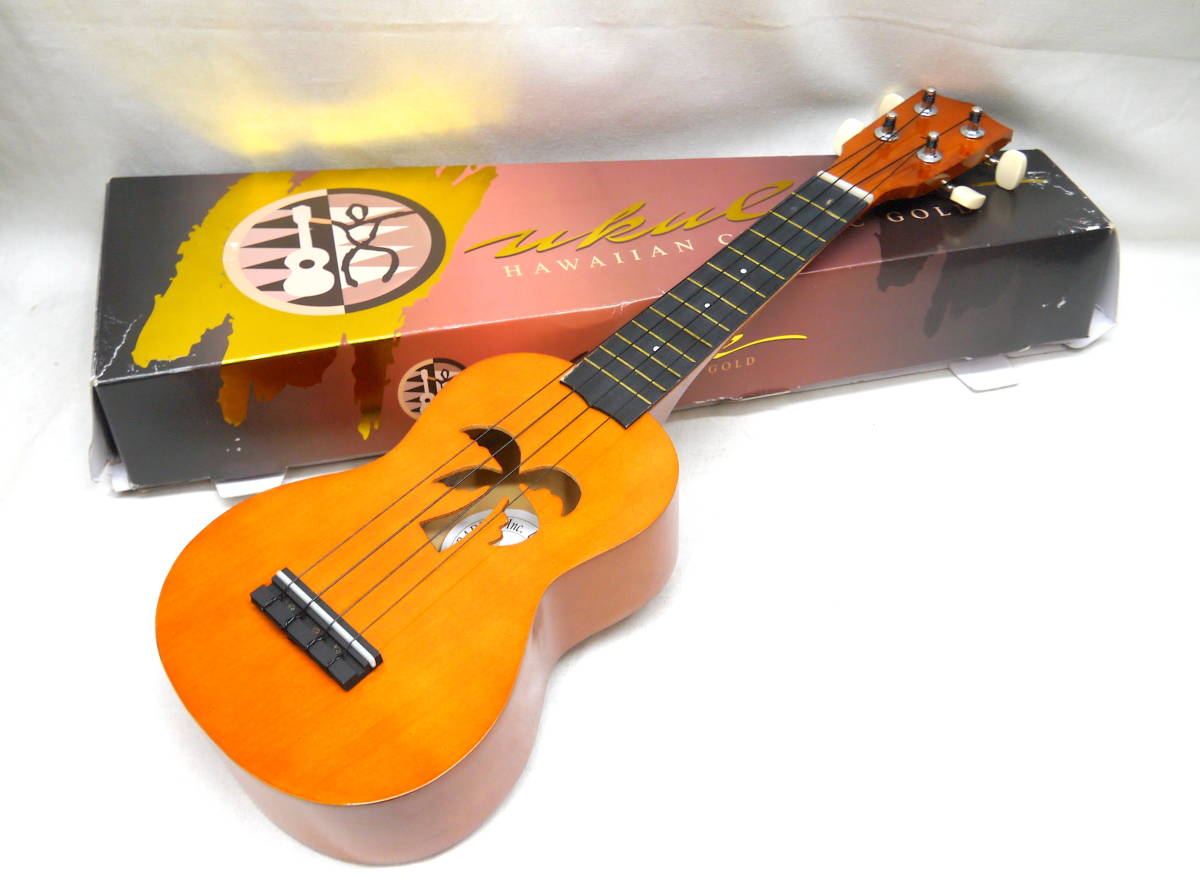 【やや傷や汚れあり】 【R408D4】ジャンク ウクレレ HAWAIIAN CLASSIC GOLD ハワイアン クラシック ゴールド