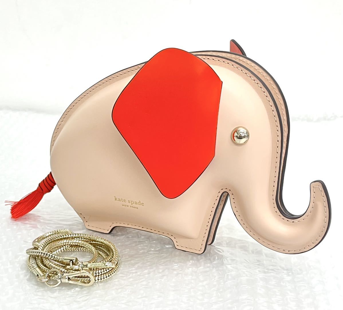【未使用】I♪ 未使用 美品 kate spade ケイトスペード タイニー エレファント クロスボディ ショルダーバッグ フラッパーピンクの