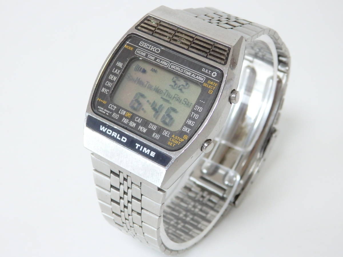 ＜本物 SEIKO セイコー デジタル腕時計 アトラス ワールドタイム A2395020 稼働品＞2.5.6