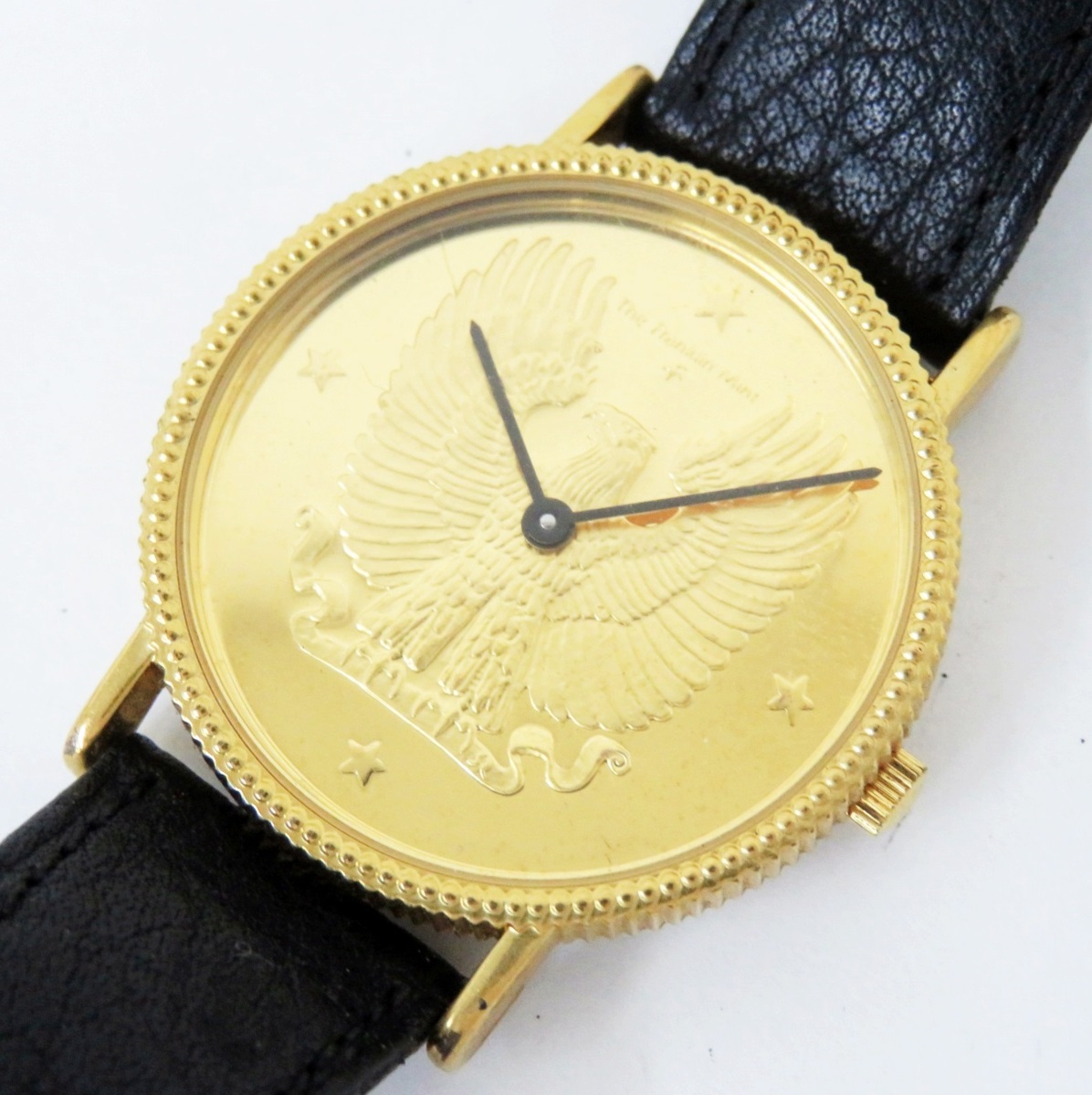 b018 The Franklin Mint 1986 フランクリンミント ゴールド コインウォッチ 鷹 メンズ クォーツ 腕時計 3の落札