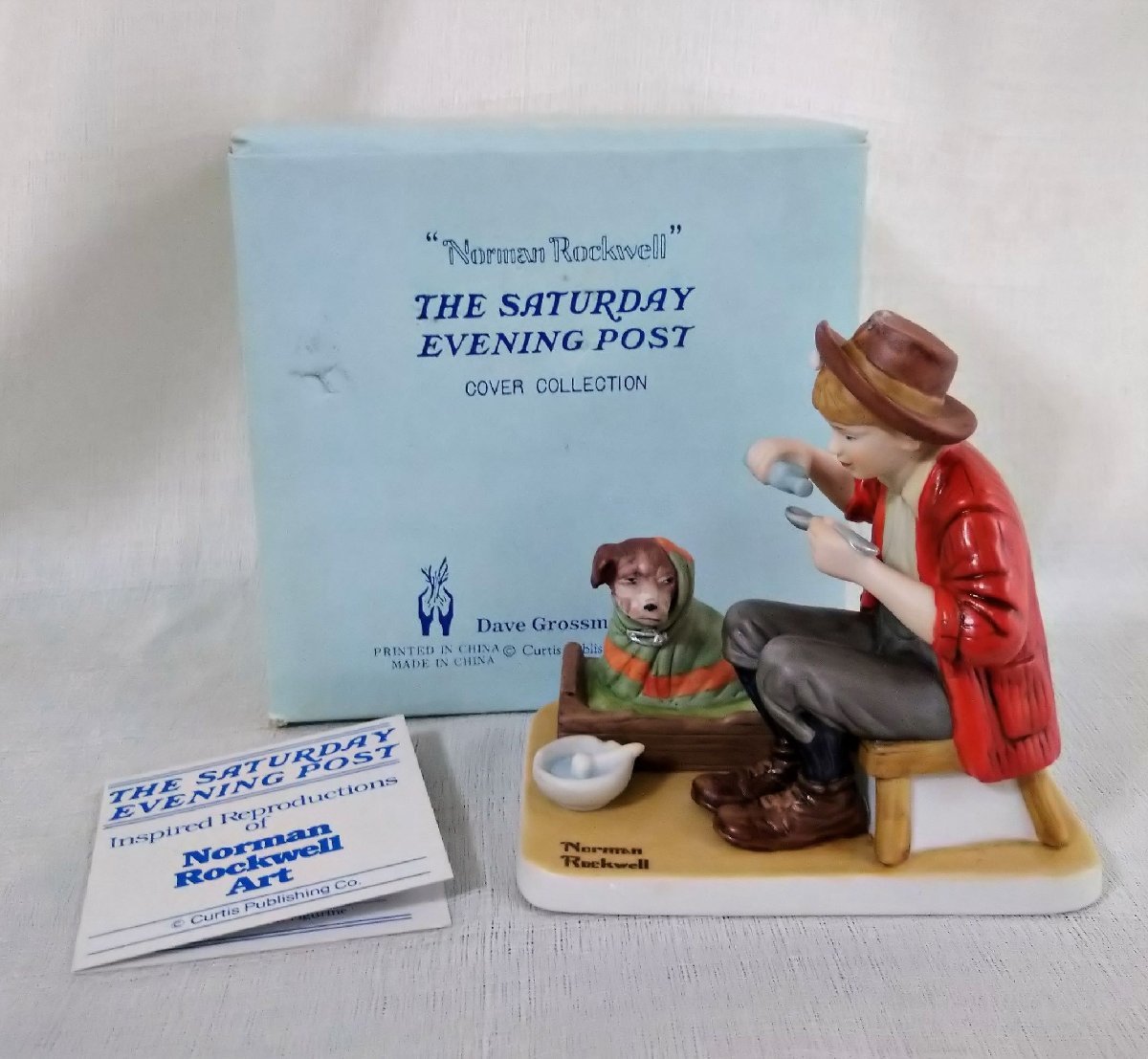 【やや傷や汚れあり】限定 ノーマン・ロックウェル 箱付 大サイズ 犬と少年 フィギュア 磁器人形 Norman Rockwell Dave