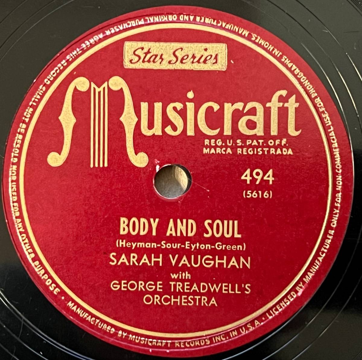 【傷や汚れあり】SARAH VAUGHAN MUSICRAFT Body and Soul/ Everything I Have Is
