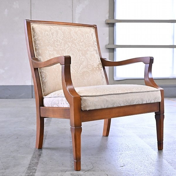 【傷や汚れあり】コスガ「4440 A」ダイニングチェアa ファブリック アームチェア リビング 木製 ワイド ハイバック クラシック 椅子