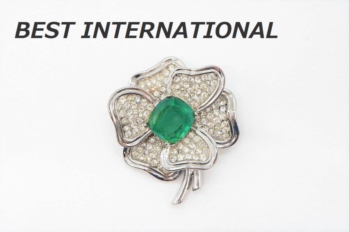 BEST INTERNATIONAL ベストインターナショナル フラワー ストーン ブローチ エメラルドグリーン【送料全国一律185円】【P