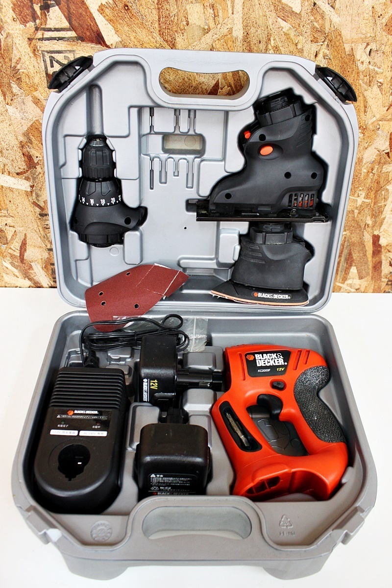 中古 BLACK＆DECKER ブラックアンドデッカー 12V充電式マルチツールセット KC2000F ドリル ジグソー サンダーの落札情報