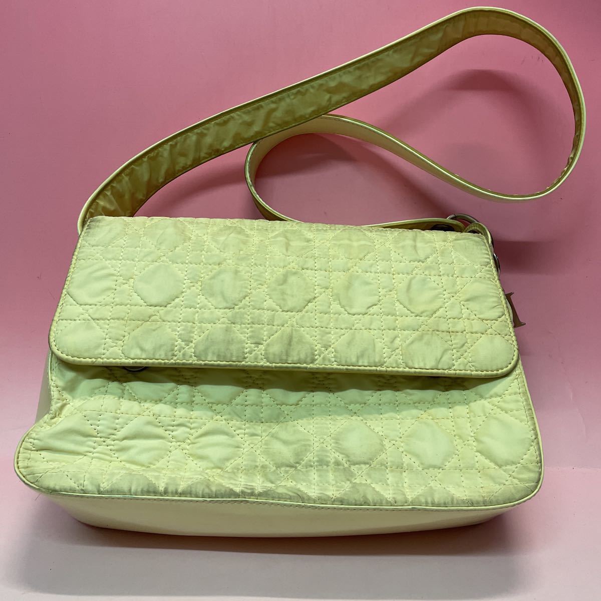 【全体的に状態が悪い】705Z クリスチャンディオール ナイロン＆ミラーカーブ キルティングバック アンティーク コレクションtの落札情報詳細