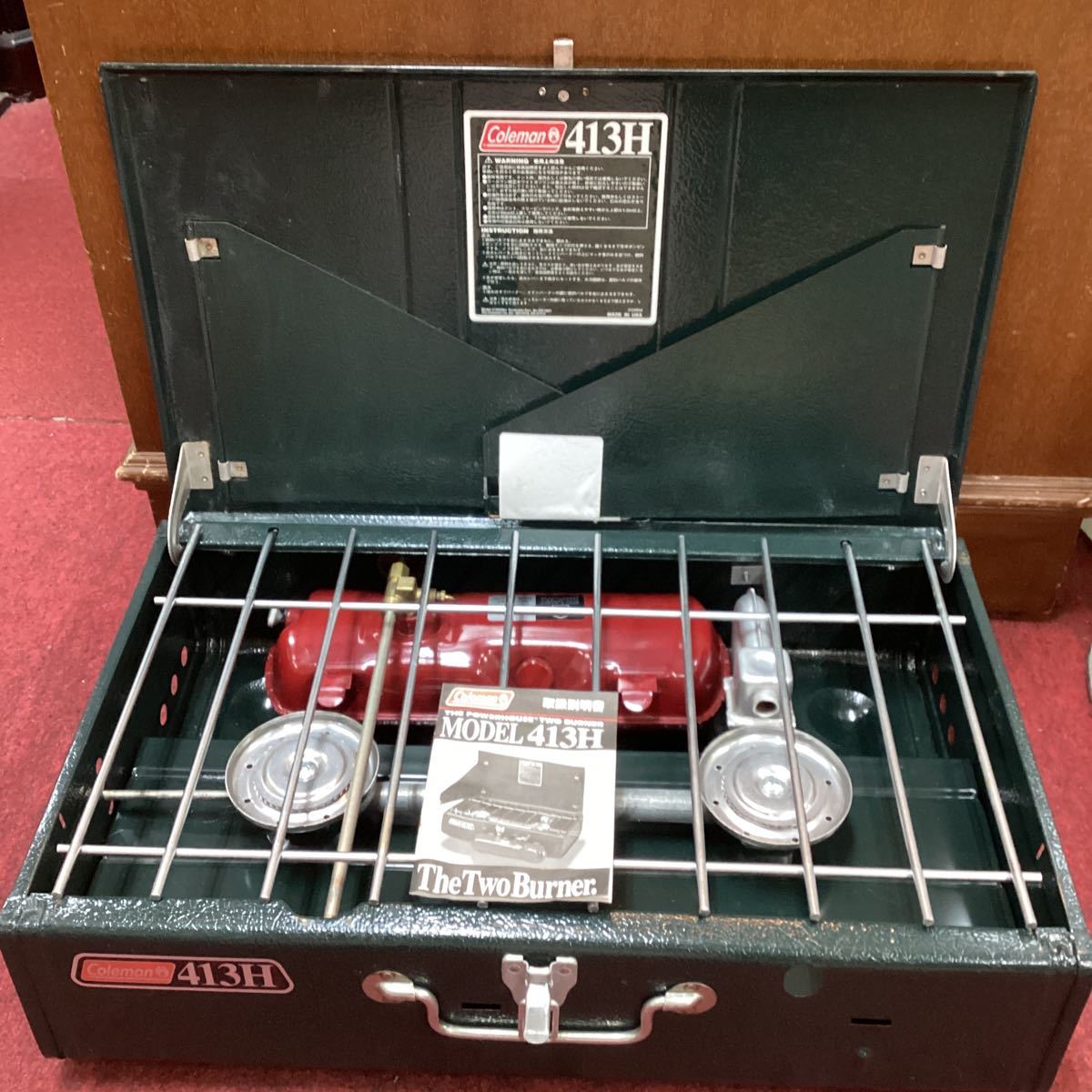 【未使用に近い】未使用品 コールマン Coleman ツーバーナーコンロ 413H made in USA 取説付き コンロ キャンプ用品