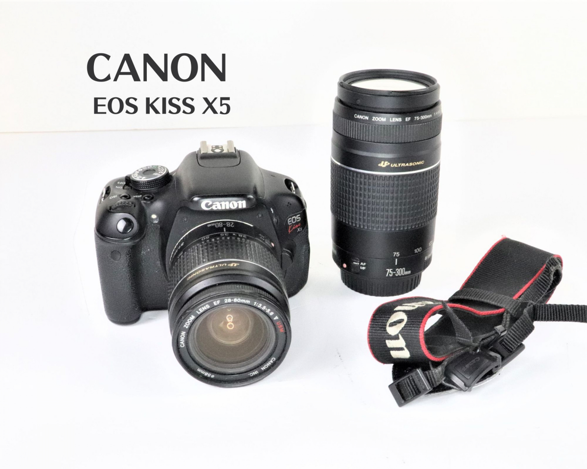【目立った傷や汚れなし】Canon EOS Kiss X5 キャノン 一眼レフ デジタルカメラ ブラック レンズ CANON LENS 28