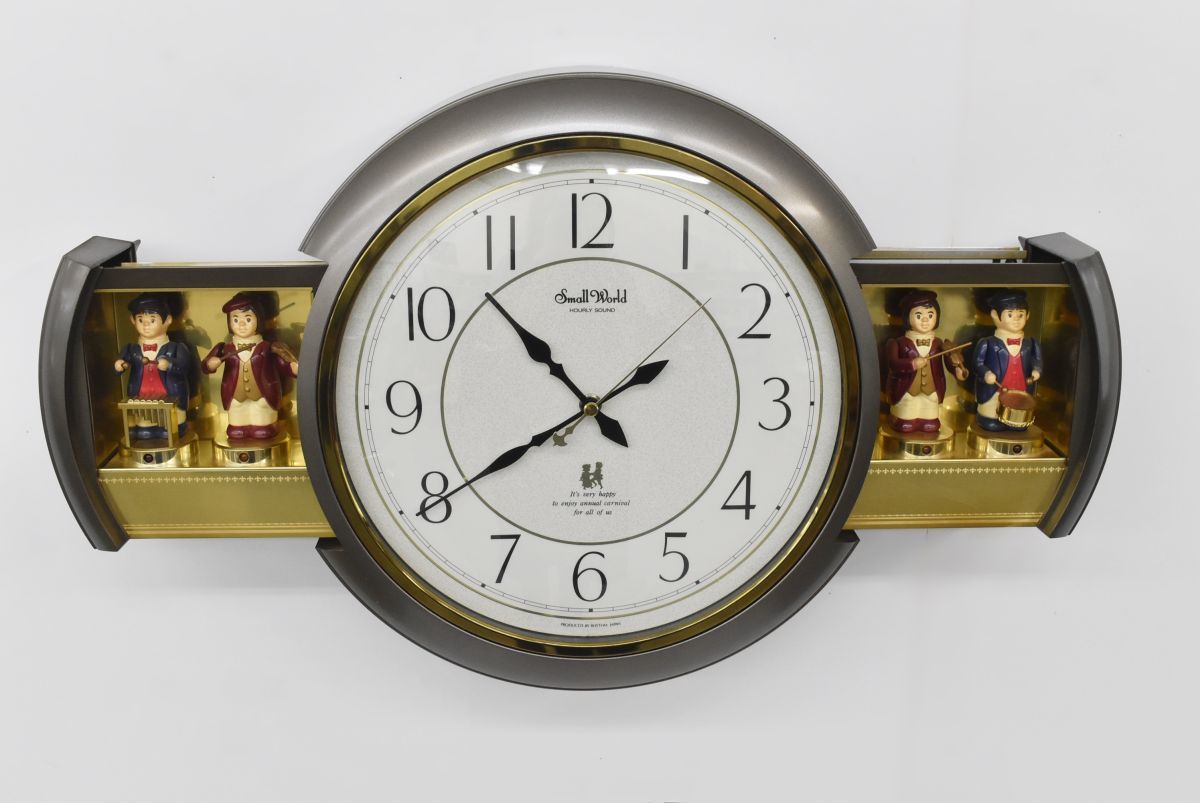 【やや傷や汚れあり】(83L 0811T1) 1円～ RHYTHM リズム時計 音楽隊 スモールワールド Small World HOURLY