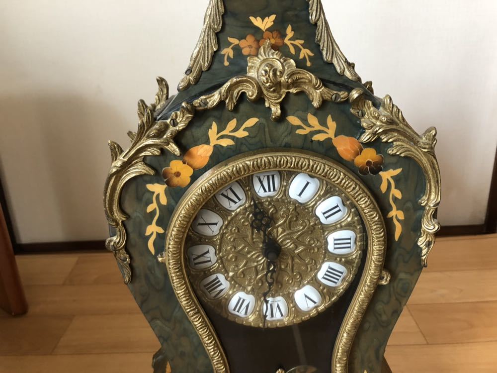 HERMLE QUARTZ ヘルムレ クォーツ 2200 置時計象嵌 ドイツ製 ロココ調 アンティーク レトロ インテリア オブジェ中古品の