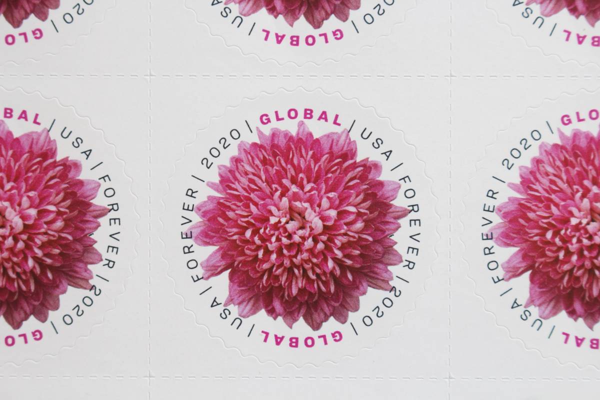 【未使用】アメリカ郵便局 限定グローバル フォーエバー スタンプ切手USA菊Global Forever Stamp未使用10 stamps