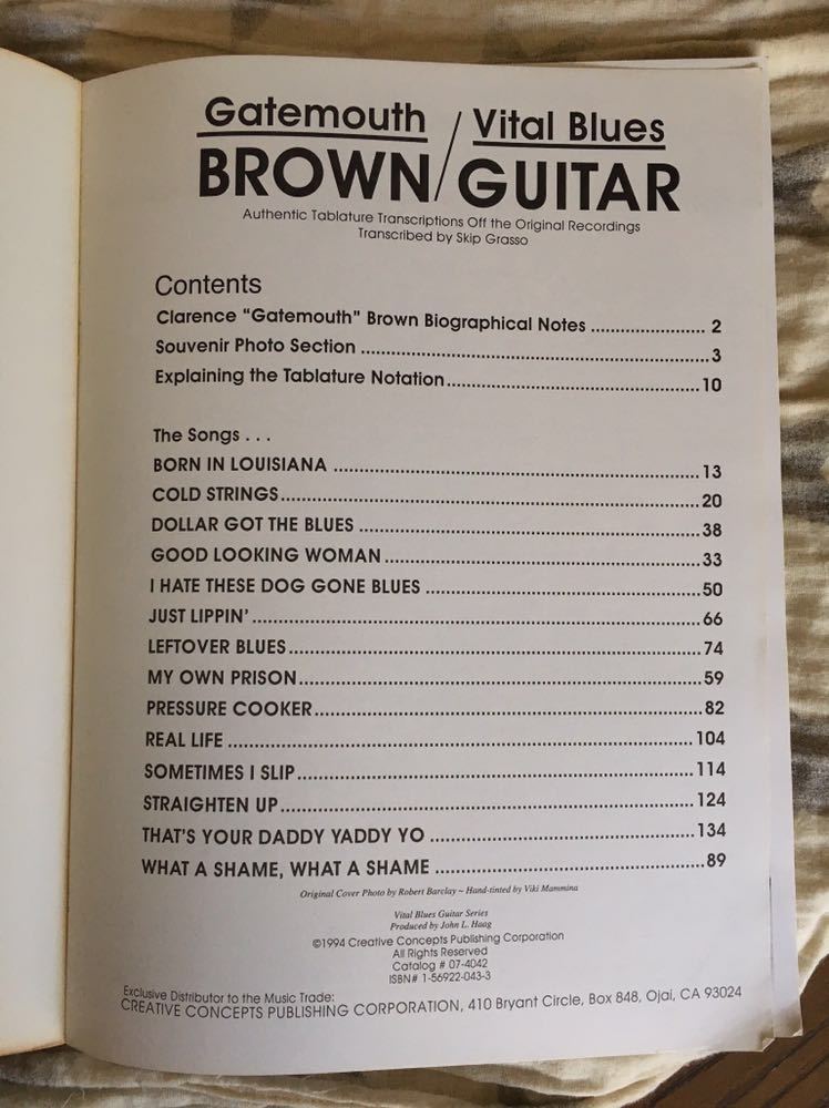 Clarence Gatemouth Brown Guitar Tab ゲイトマウス ブラウンギター タブ譜の落札情報詳細 ヤフオク落札